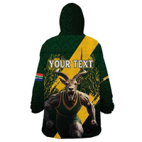 Personalised South Africa Rugby Wearable Blanket Hoodie Proud Bokke We Are Champions - Wonder Print Shop