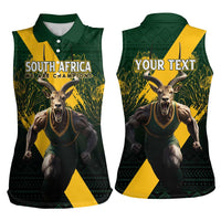 Personalised South Africa Rugby Women Sleeveless Polo Shirt Proud Bokke We Are Champions - Wonder Print Shop