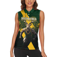 Personalised South Africa Rugby Women Sleeveless Polo Shirt Proud Bokke We Are Champions - Wonder Print Shop