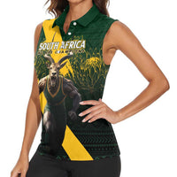 Personalised South Africa Rugby Women Sleeveless Polo Shirt Proud Bokke We Are Champions - Wonder Print Shop