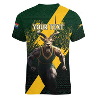Personalised South Africa Rugby Women V-Neck T-Shirt Proud Bokke We Are Champions - Wonder Print Shop
