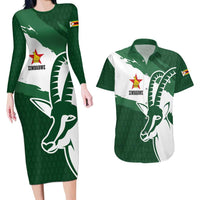 Zimbabwe Rugby Personalized Grunge Couples Matching Long Sleeve Bodycon Dress and Hawaiian Shirt GO Sables - Wonder Print Shop