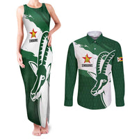 Zimbabwe Rugby Personalized Grunge Couples Matching Tank Maxi Dress and Long Sleeve Button Shirt GO Sables - Wonder Print Shop