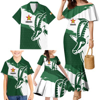 Zimbabwe Rugby Personalized Grunge Family Matching Mermaid Dress and Hawaiian Shirt GO Sables - Wonder Print Shop