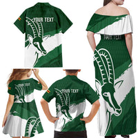 Zimbabwe Rugby Personalized Grunge Family Matching Off Shoulder Maxi Dress and Hawaiian Shirt GO Sables - Wonder Print Shop