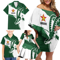 Zimbabwe Rugby Personalized Grunge Family Matching Off Shoulder Short Dress and Hawaiian Shirt GO Sables - Wonder Print Shop