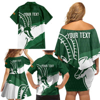 Zimbabwe Rugby Personalized Grunge Family Matching Off Shoulder Short Dress and Hawaiian Shirt GO Sables - Wonder Print Shop