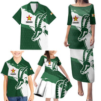 Zimbabwe Rugby Personalized Grunge Family Matching Puletasi and Hawaiian Shirt GO Sables - Wonder Print Shop