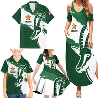 Zimbabwe Rugby Personalized Grunge Family Matching Summer Maxi Dress and Hawaiian Shirt GO Sables - Wonder Print Shop