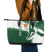 Zimbabwe Rugby Personalized Grunge Leather Tote Bag GO Sables - Wonder Print Shop