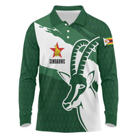 Zimbabwe Rugby Personalized Grunge Long Sleeve Polo Shirt GO Sables - Wonder Print Shop