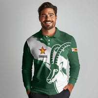 Zimbabwe Rugby Personalized Grunge Long Sleeve Polo Shirt GO Sables - Wonder Print Shop