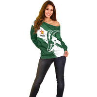 Zimbabwe Rugby Personalized Grunge Off Shoulder Sweater GO Sables - Wonder Print Shop