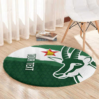 Zimbabwe Rugby Personalized Grunge Round Carpet GO Sables - Wonder Print Shop