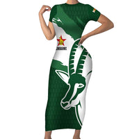 Zimbabwe Rugby Personalized Grunge Short Sleeve Bodycon Dress GO Sables - Wonder Print Shop