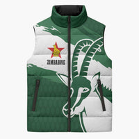 Zimbabwe Rugby Personalized Grunge Sleeveless Puffer Jacket GO Sables - Wonder Print Shop