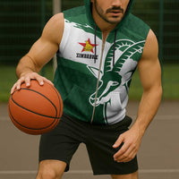 Zimbabwe Rugby Personalized Grunge Sleeveless Zip Hoodie GO Sables - Wonder Print Shop