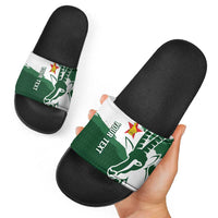 Zimbabwe Rugby Personalized Grunge Slide Sandals GO Sables - Wonder Print Shop