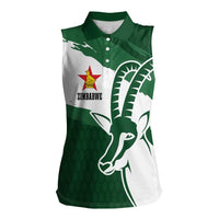 Zimbabwe Rugby Personalized Grunge Women Sleeveless Polo Shirt GO Sables - Wonder Print Shop