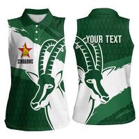 Zimbabwe Rugby Personalized Grunge Women Sleeveless Polo Shirt GO Sables - Wonder Print Shop