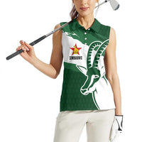 Zimbabwe Rugby Personalized Grunge Women Sleeveless Polo Shirt GO Sables - Wonder Print Shop