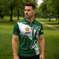 Zimbabwe Rugby Personalized Grunge Zipper Polo Shirt GO Sables - Wonder Print Shop