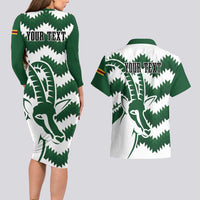 Zimbabwe Rugby The Sables Personalized Couples Matching Long Sleeve Bodycon Dress and Hawaiian Shirt Retro Jersey Inspired - Wonder Print Shop