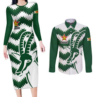 Zimbabwe Rugby The Sables Personalized Couples Matching Long Sleeve Bodycon Dress and Long Sleeve Button Shirt Retro Jersey Inspired - Wonder Print Shop