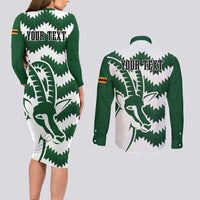 Zimbabwe Rugby The Sables Personalized Couples Matching Long Sleeve Bodycon Dress and Long Sleeve Button Shirt Retro Jersey Inspired - Wonder Print Shop