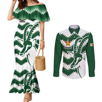 Zimbabwe Rugby The Sables Personalized Couples Matching Mermaid Dress and Long Sleeve Button Shirt Retro Jersey Inspired - Wonder Print Shop