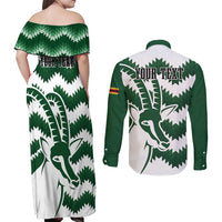 Zimbabwe Rugby The Sables Personalized Couples Matching Off Shoulder Maxi Dress and Long Sleeve Button Shirt Retro Jersey Inspired - Wonder Print Shop