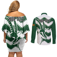 Zimbabwe Rugby The Sables Personalized Couples Matching Off Shoulder Short Dress and Long Sleeve Button Shirt Retro Jersey Inspired - Wonder Print Shop