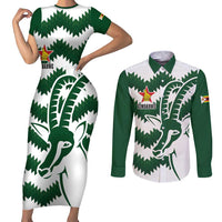 Zimbabwe Rugby The Sables Personalized Couples Matching Short Sleeve Bodycon Dress and Long Sleeve Button Shirt Retro Jersey Inspired - Wonder Print Shop