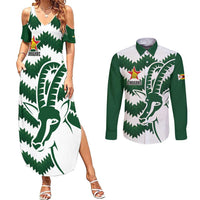 Zimbabwe Rugby The Sables Personalized Couples Matching Summer Maxi Dress and Long Sleeve Button Shirt Retro Jersey Inspired - Wonder Print Shop
