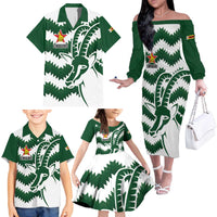 Zimbabwe Rugby The Sables Personalized Family Matching Off The Shoulder Long Sleeve Dress and Hawaiian Shirt Retro Jersey Inspired - Wonder Print Shop