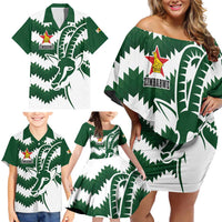Zimbabwe Rugby The Sables Personalized Family Matching Off Shoulder Short Dress and Hawaiian Shirt Retro Jersey Inspired - Wonder Print Shop