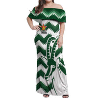 Zimbabwe Rugby The Sables Personalized Off Shoulder Maxi Dress Retro Jersey Inspired - Wonder Print Shop