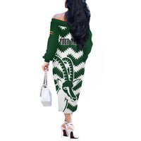Zimbabwe Rugby The Sables Personalized Off The Shoulder Long Sleeve Dress Retro Jersey Inspired - Wonder Print Shop