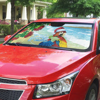 Have A Very Beach Christmas Auto Sun Shade Parrot By Lehua Flower - Wonder Print Shop