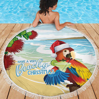 Have A Very Beach Christmas Beach Blanket Parrot By Lehua Flower - Wonder Print Shop