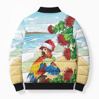 Have A Very Beach Christmas Bomber Puffer Jacket Parrot By Lehua Flower - Wonder Print Shop