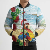 Have A Very Beach Christmas Bomber Puffer Jacket Parrot By Lehua Flower - Wonder Print Shop