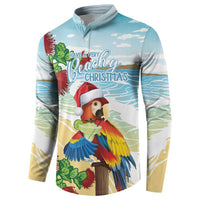 Have A Very Beach Christmas Button Sweatshirt Parrot By Lehua Flower - Wonder Print Shop