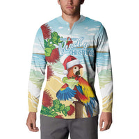 Have A Very Beach Christmas Button Sweatshirt Parrot By Lehua Flower - Wonder Print Shop