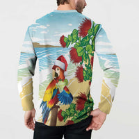 Have A Very Beach Christmas Button Sweatshirt Parrot By Lehua Flower - Wonder Print Shop