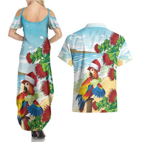 Have A Very Beach Christmas Couples Matching Summer Maxi Dress and Hawaiian Shirt Parrot By Lehua Flower - Wonder Print Shop