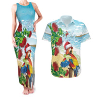 Have A Very Beach Christmas Couples Matching Tank Maxi Dress and Hawaiian Shirt Parrot By Lehua Flower - Wonder Print Shop