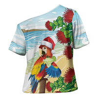 Have A Very Beach Christmas Cross Shoulder Shirt Parrot By Lehua Flower - Wonder Print Shop