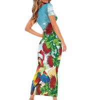Have A Very Beach Christmas Family Matching Short Sleeve Bodycon Dress and Hawaiian Shirt Parrot By Lehua Flower - Wonder Print Shop