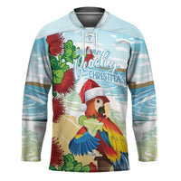 Have A Very Beach Christmas Hockey Jersey Parrot By Lehua Flower - Wonder Print Shop